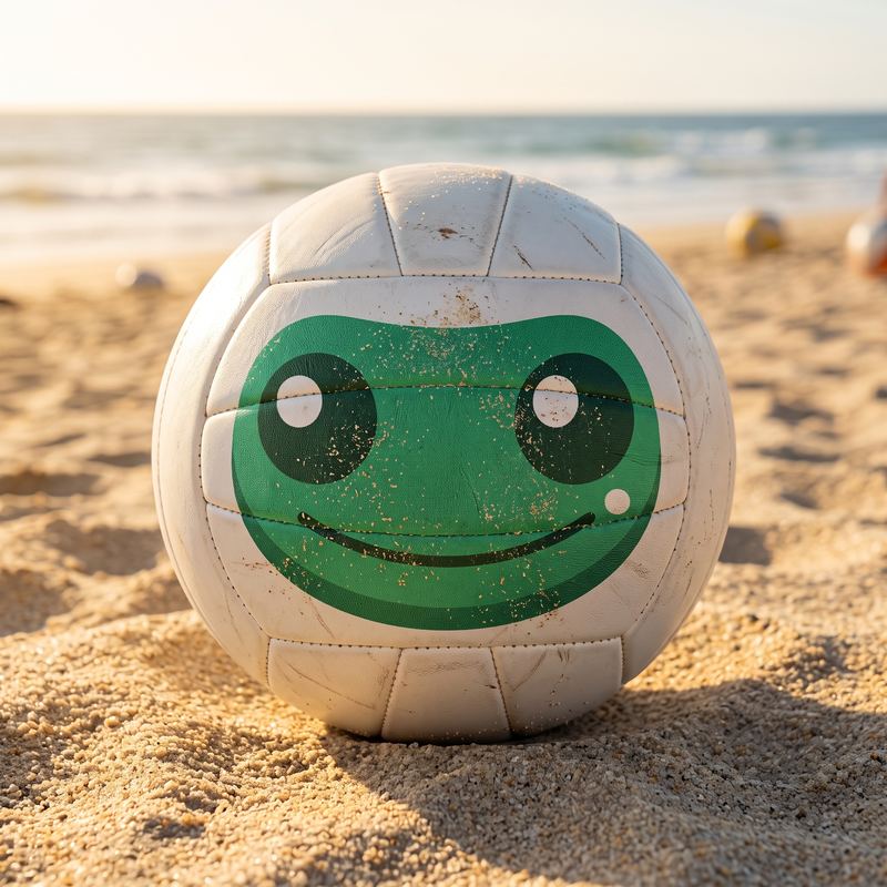 Beach volleyball printed with the gecko face